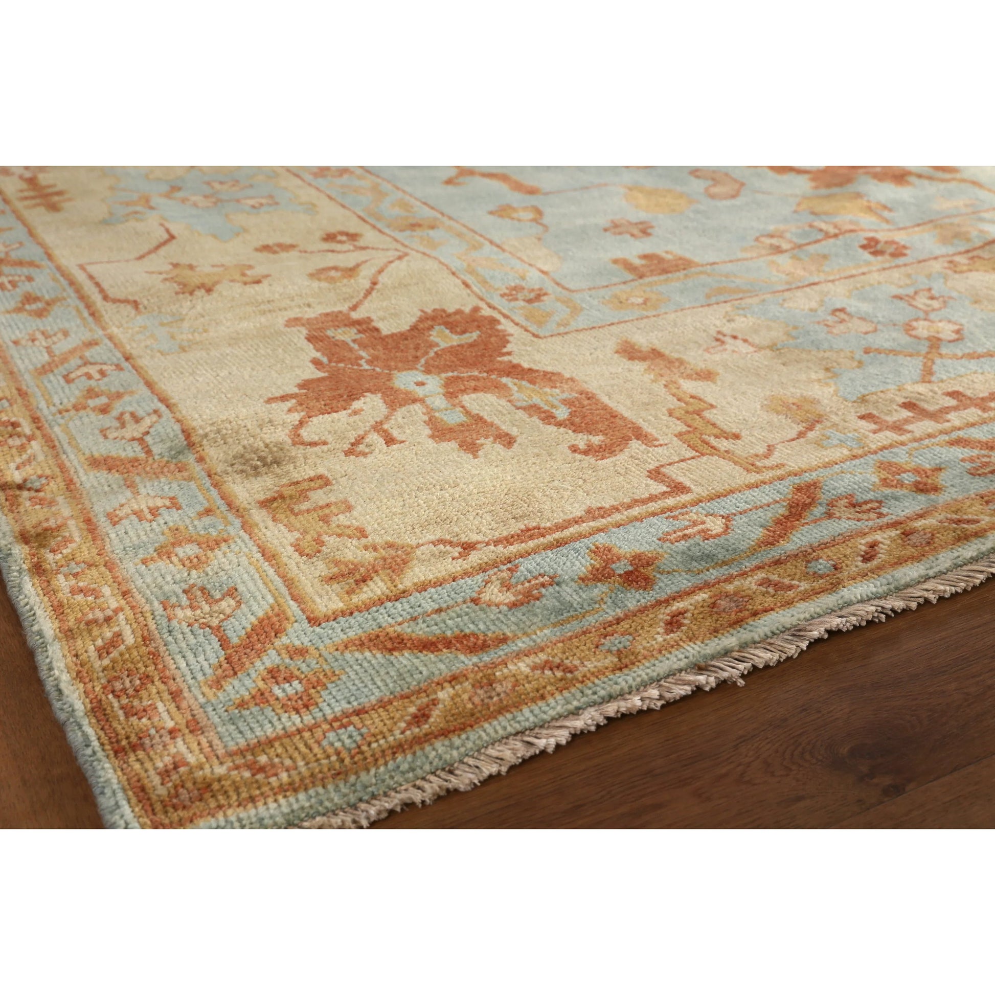 Antique Weave Oushak Rug X by Exquisite Rugs in dark blue, beige. Made from new zealand wool in a unique style.