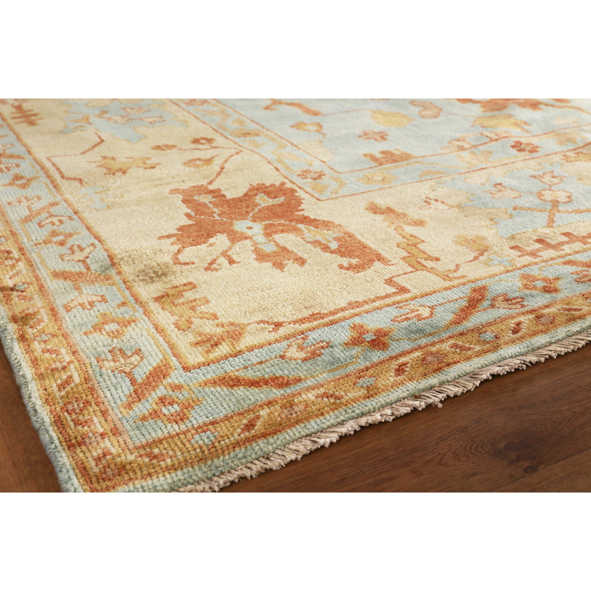 Antique Weave Oushak Rug X by Exquisite Rugs in dark blue, beige. Made from new zealand wool in a unique style.