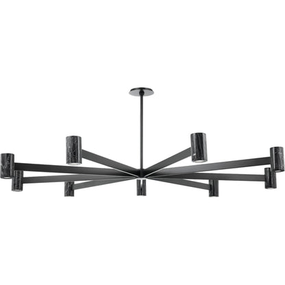 Predock Chandelier by Hudson Valley in black brass. Made from steel in a modern style.