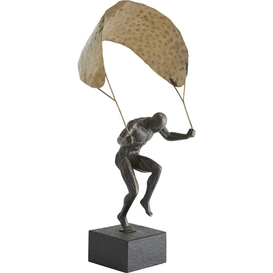 Paragliding Man by Global Views in bronze. Made from cast iron, iron, granite in a unique style.