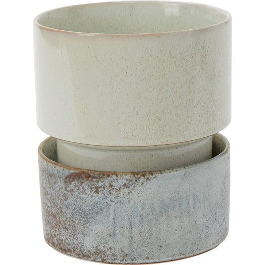 Endeavor Pot with Saucer by Accent Decor in off-white. Made from ceramic in a unique style.