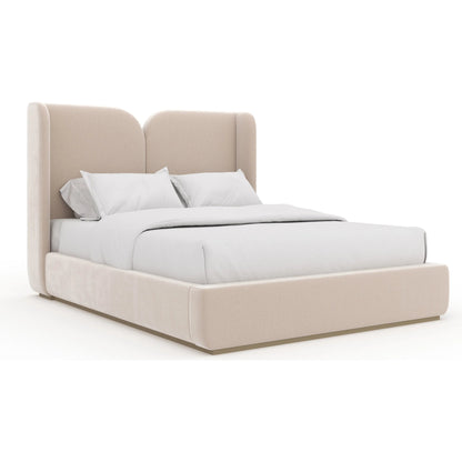 Oblique Bed by Caracole in ivory and soft silver paint gloss. Made from unique in a transitional style.