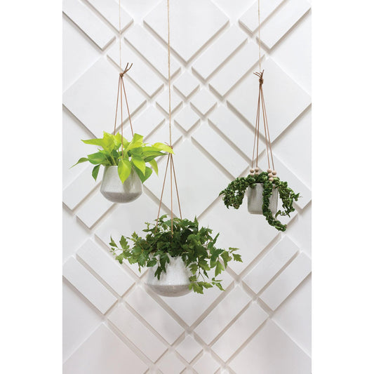 Kenzie Hanging Pot by Accent Decor in white. Made from ceramic in a modern style.