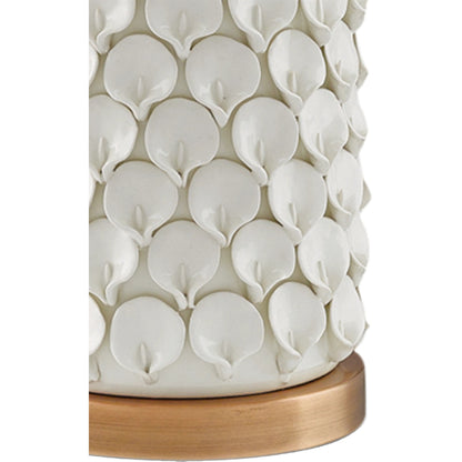 Calla Lily Table Lamp by Currey and Company in cream, antique brass. Made from ceramic, metal in a coastal style.