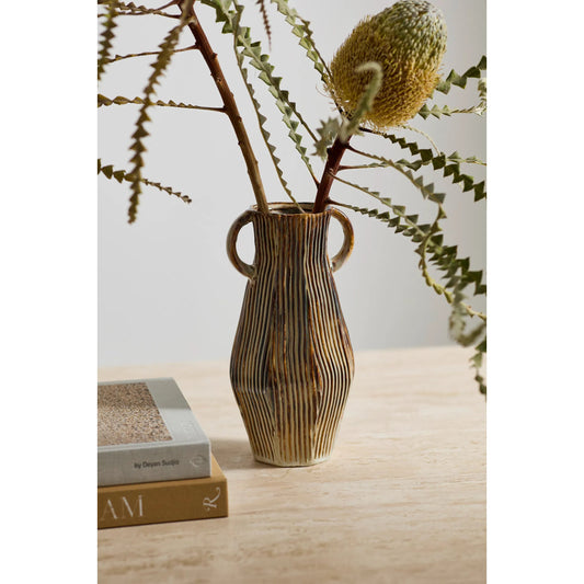Frey Vase by Accent Decor in brown. Made from ceramic in a unique style.