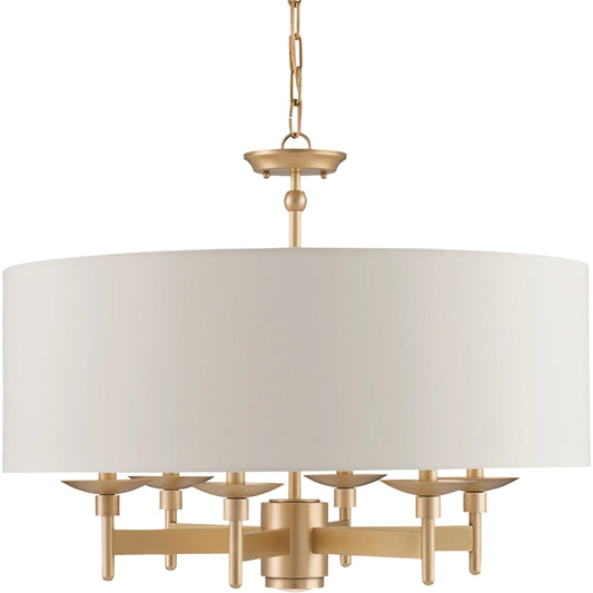 Bering Chandelier by Currey and Company in antique brass. Made from brass in a traditional style.