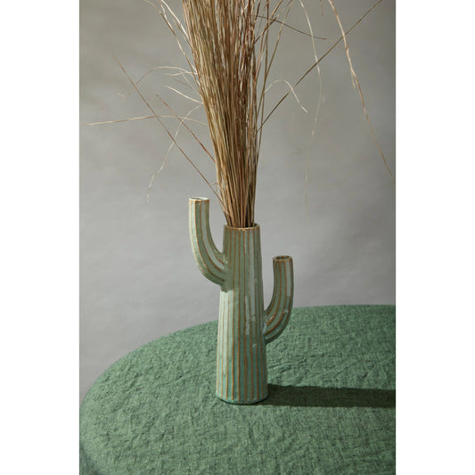 Saguaro Vase by Accent Decor in light-green. Made from ceramic in a modern style.