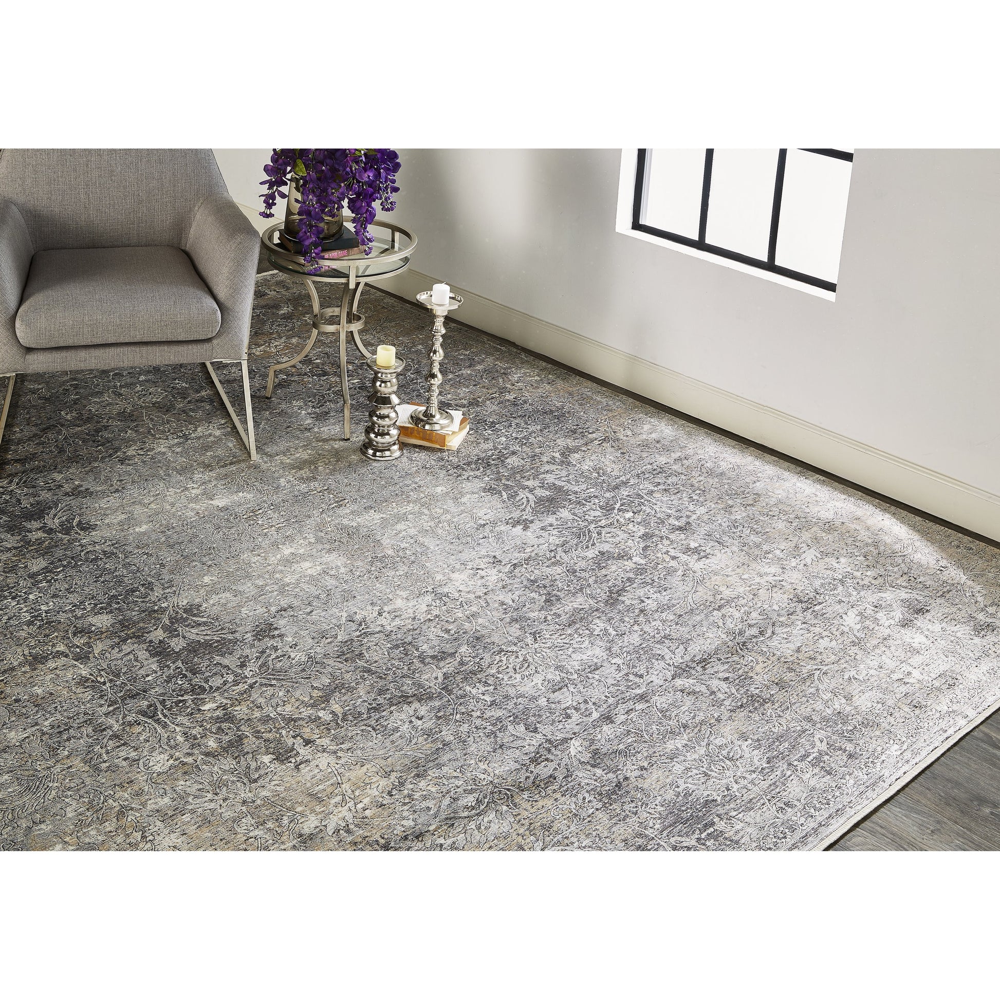 Sarrant Transitional Rug - 3964F by Feizy in gray, ivory, tan. Made from viscose, polyester in a unique style.