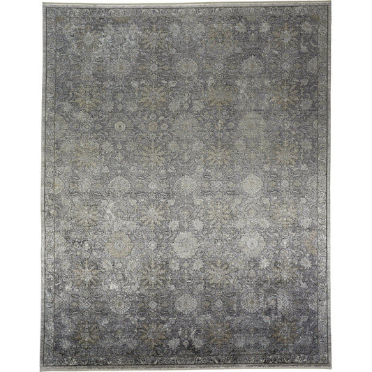 Sarrant Transitional Damask Rug - 3965F by Feizy in gray, silver, tan. Made from viscose, polyester in a unique style.
