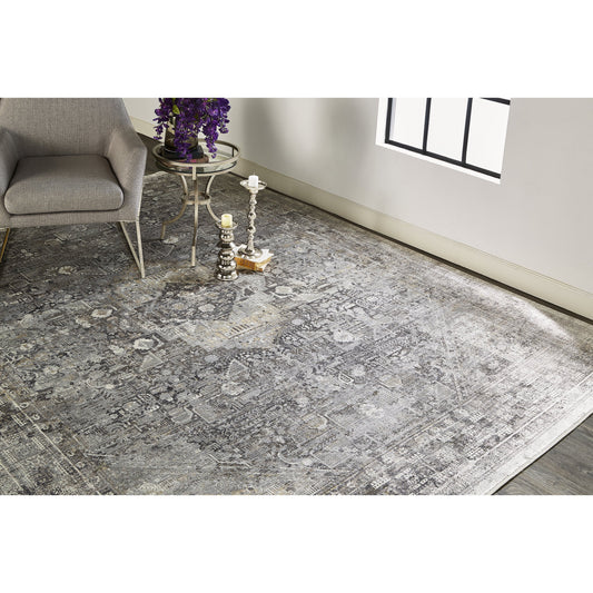 Sarrant Transitional Rug - 3966F by Feizy in gray, silver, ivory. Made from viscose, polyester in a unique style.