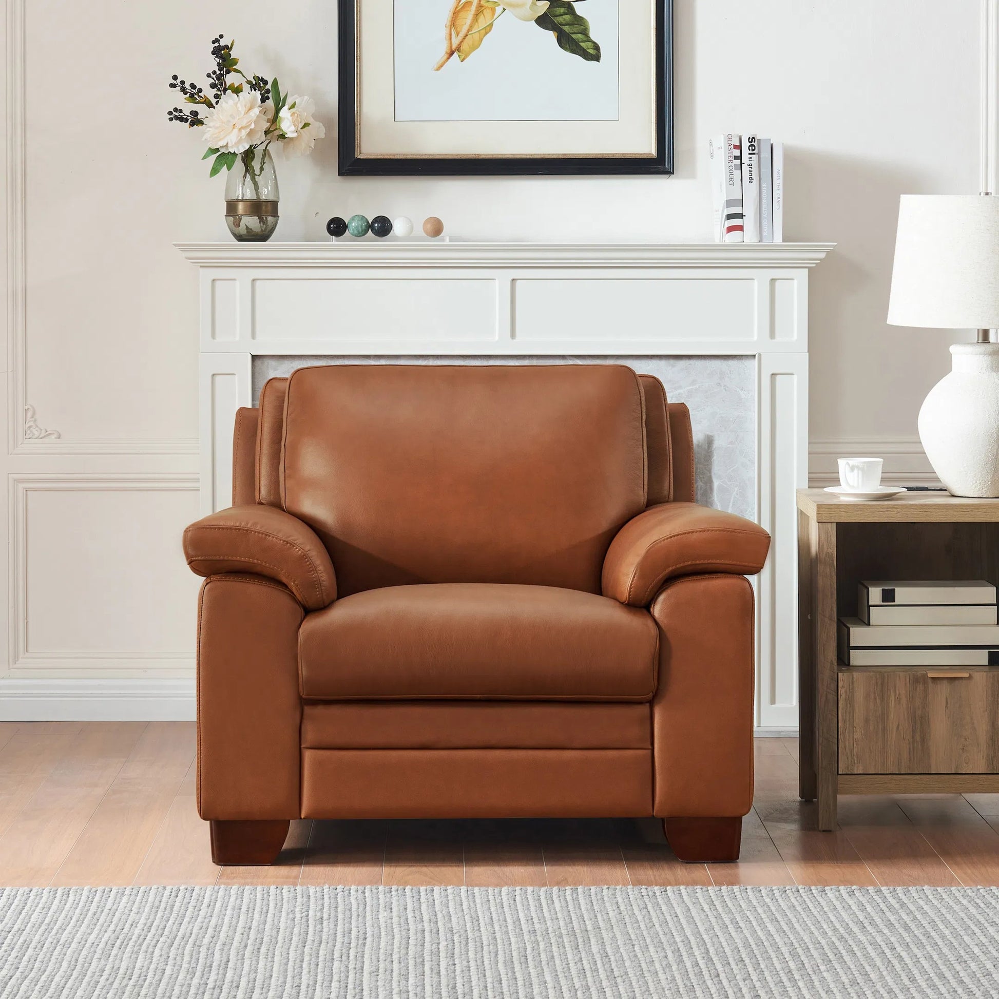 Magnum Chair by Hydeline in chestnut brown. Made from leather in a traditional style.