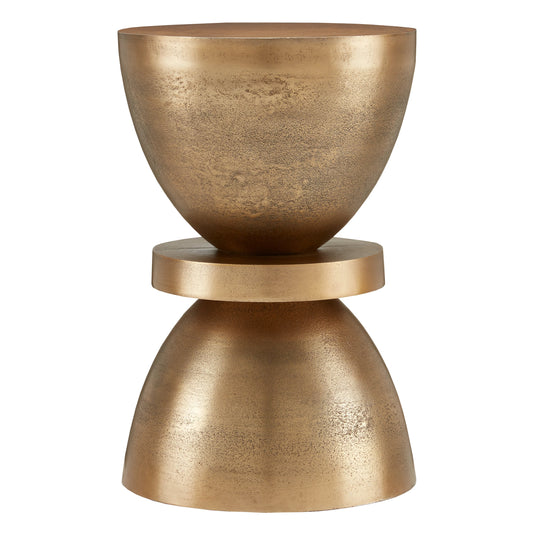 Ivaan Accent Table by Currey and Company in antique brass. Made from cast aluminum in a eclectic & global style.