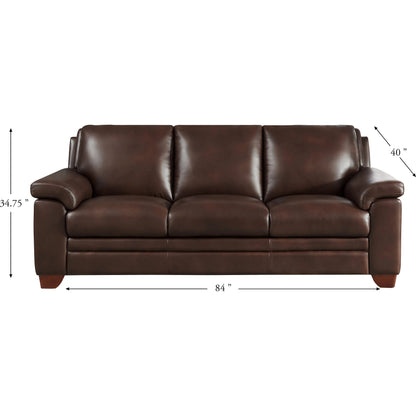 Magnum Sofa by Hydeline in chestnut brown. Made from leather in a traditional style.
