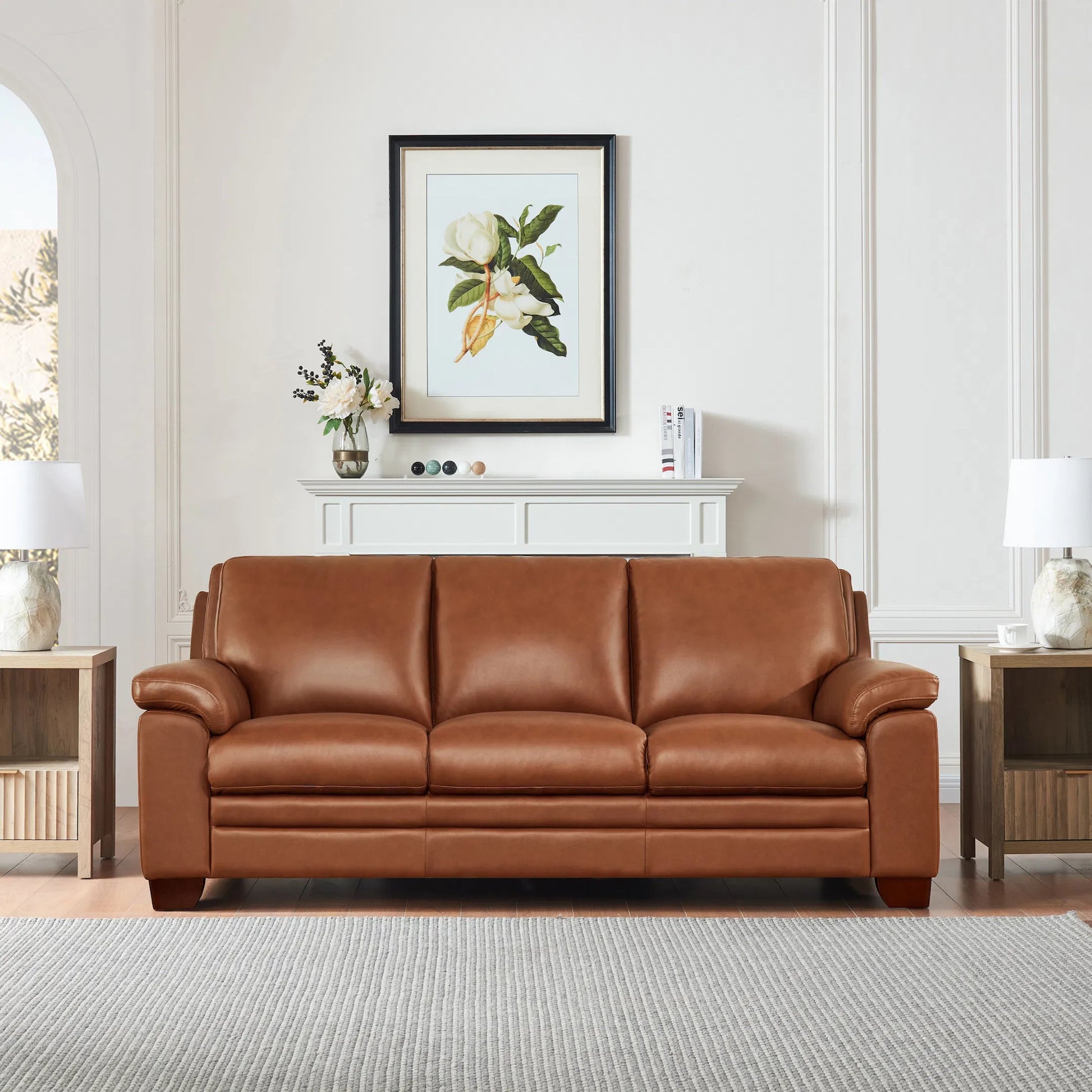 Magnum Sofa by Hydeline in chestnut brown. Made from leather in a traditional style.