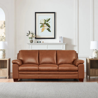 Magnum Sofa by Hydeline in chestnut brown. Made from leather in a traditional style.