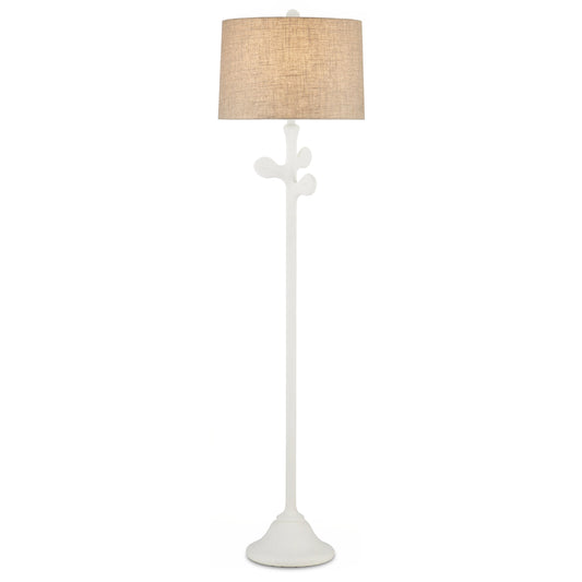 Charny Floor Lamp by Currey and Company in gesso white. Made from composite, metal in a modern style.