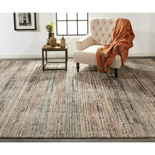 Caprio Transitional Rug - 3959F by Feizy in ivory, gray, black. Made from polyester, viscose in a unique style.