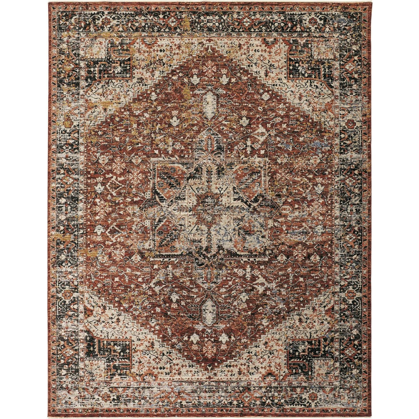 001 SI-1752656,SI-1752657,SI-1752658,SI-1752659,SI-1752660 | Primary Silo | Caprio Transitional Rug - 3960F by Feizy in red, ivory, black. Made from polyester, viscose in a unique style.