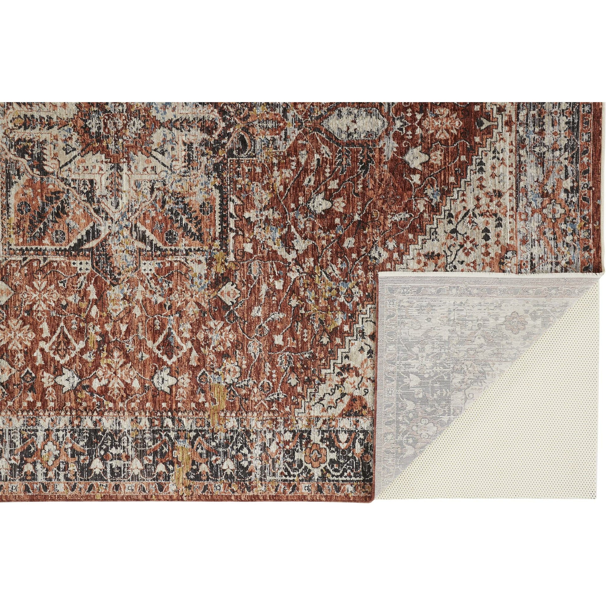 Caprio Transitional Rug - 3960F by Feizy in red, ivory, black. Made from polyester, viscose in a unique style.