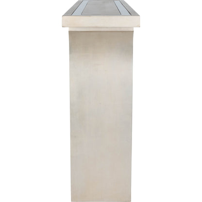 Katya Console Table by Butler Specialty Company in silver and silver leaf. Made from poplar hardwood solids, distressed mirror in a modern style.