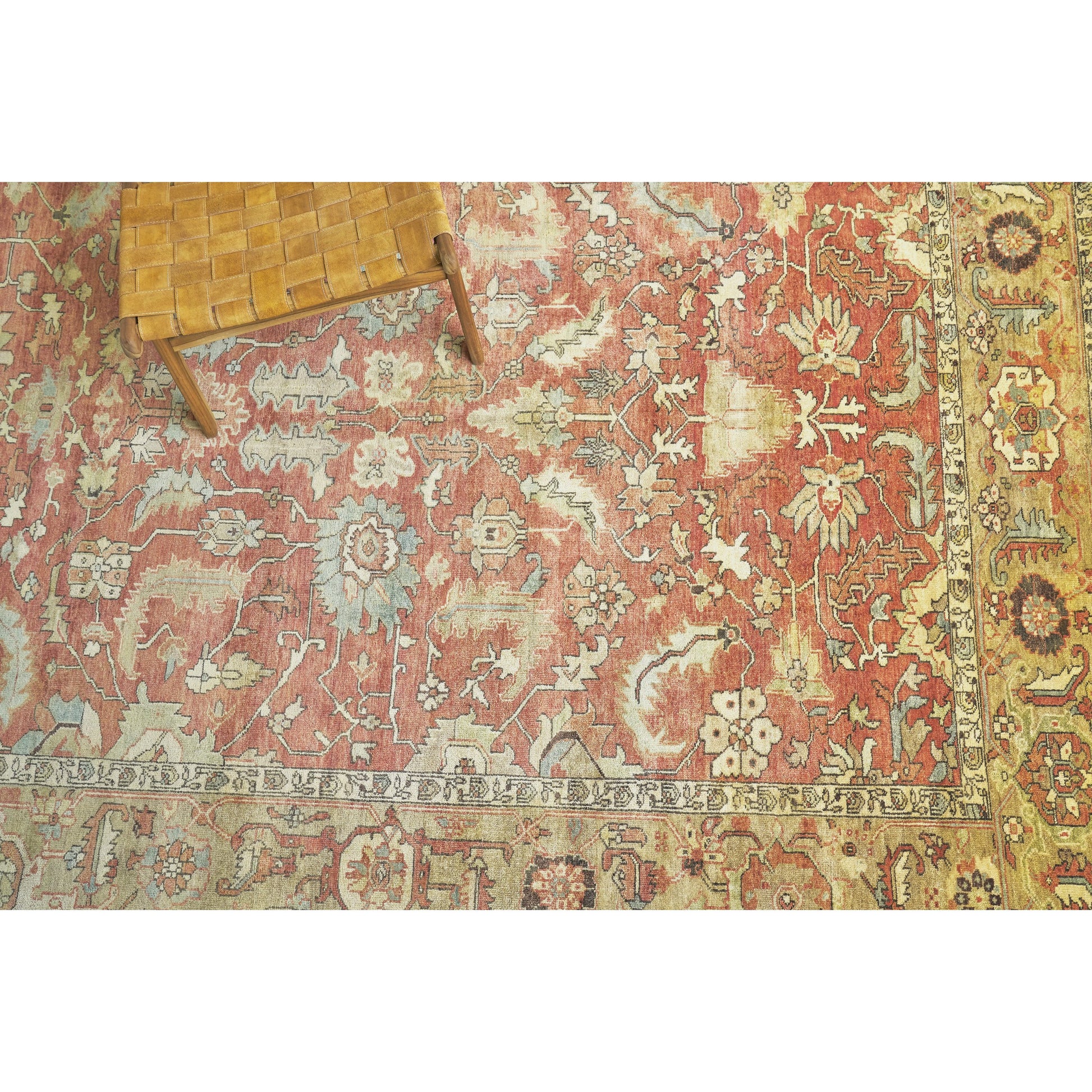 Antique Weave Handmade Serapi Rug by Exquisite Rugs in rust, gold. Made from new zealand wool in a unique style.