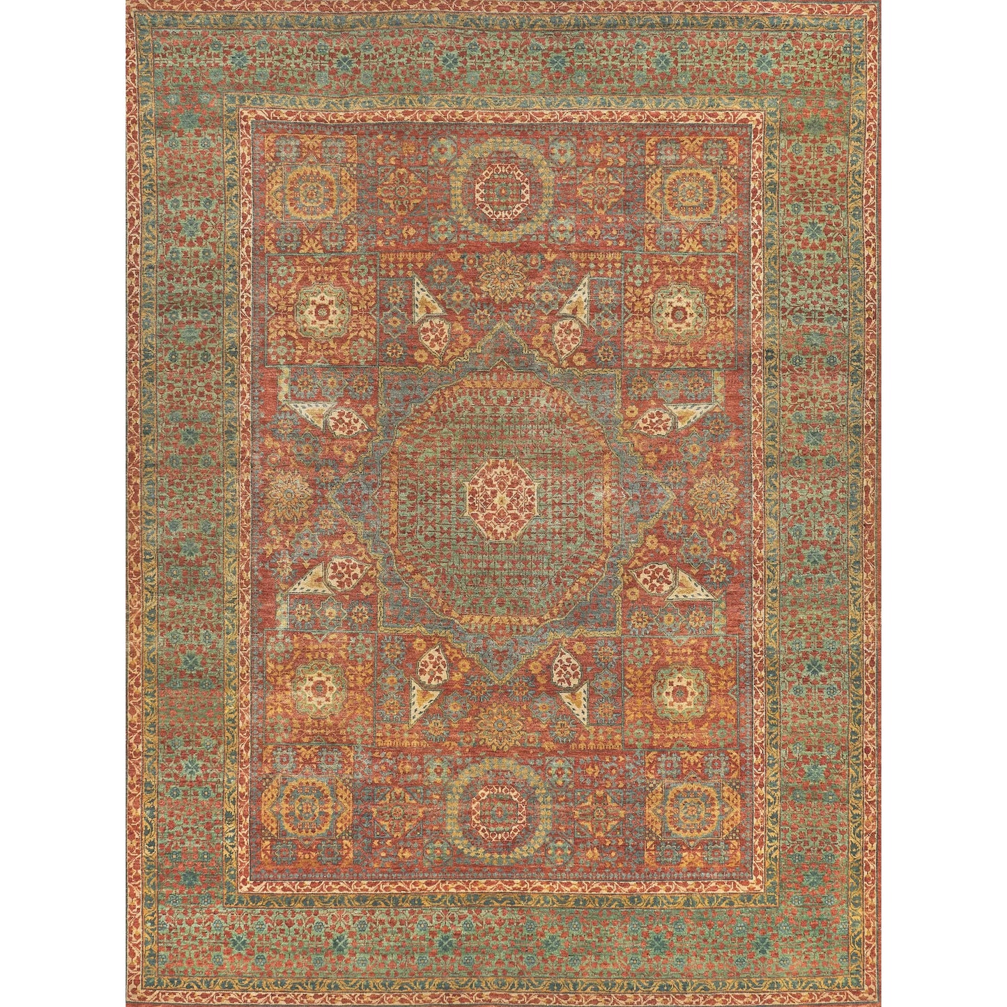 000 SI-2385756,SI-2385757 | Primary Silo | Mamluk Rug by Exquisite Rugs in rust, green. Made from new zealand wool in a unique style.