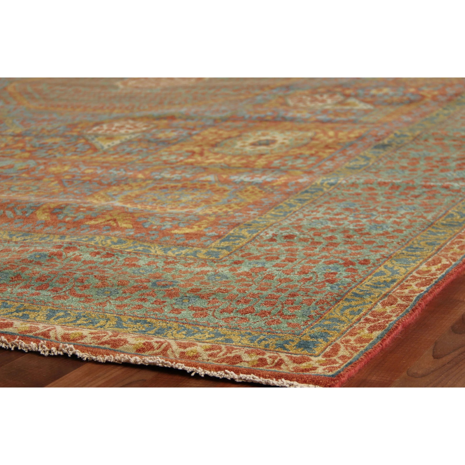 Mamluk Rug by Exquisite Rugs in rust, green. Made from new zealand wool in a unique style.