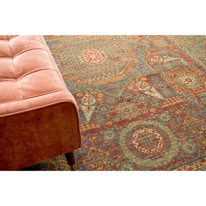 Mamluk Rug by Exquisite Rugs in rust, green. Made from new zealand wool in a unique style.