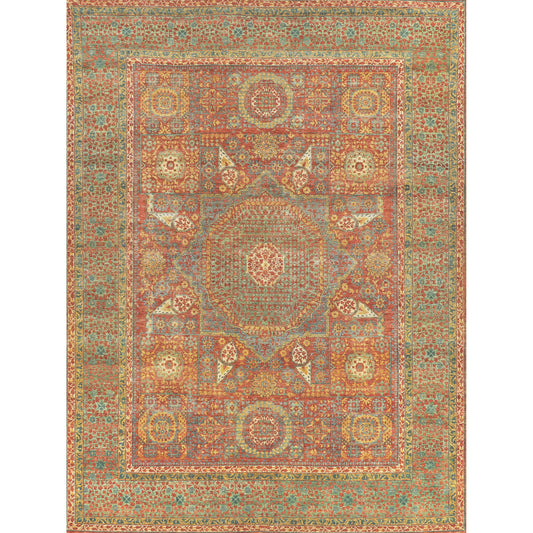 Mamluk Rug by Exquisite Rugs in rust, green. Made from new zealand wool in a unique style.