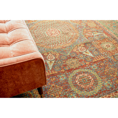 Mamluk Rug by Exquisite Rugs in rust, green. Made from new zealand wool in a unique style.