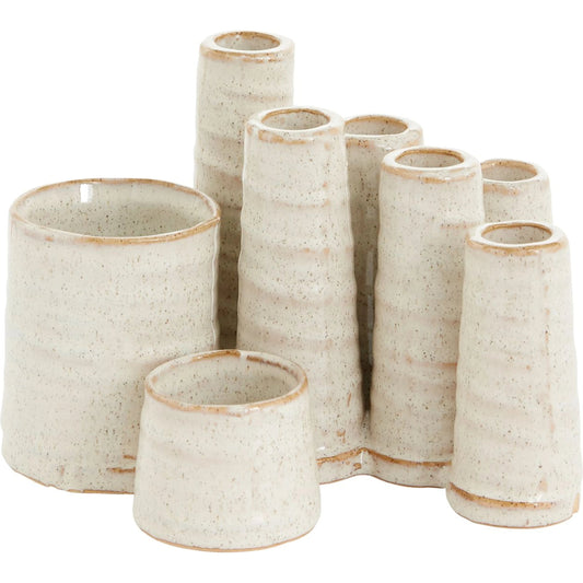 Barley Vase by Accent Decor in off-white. Made from ceramic in a modern style.