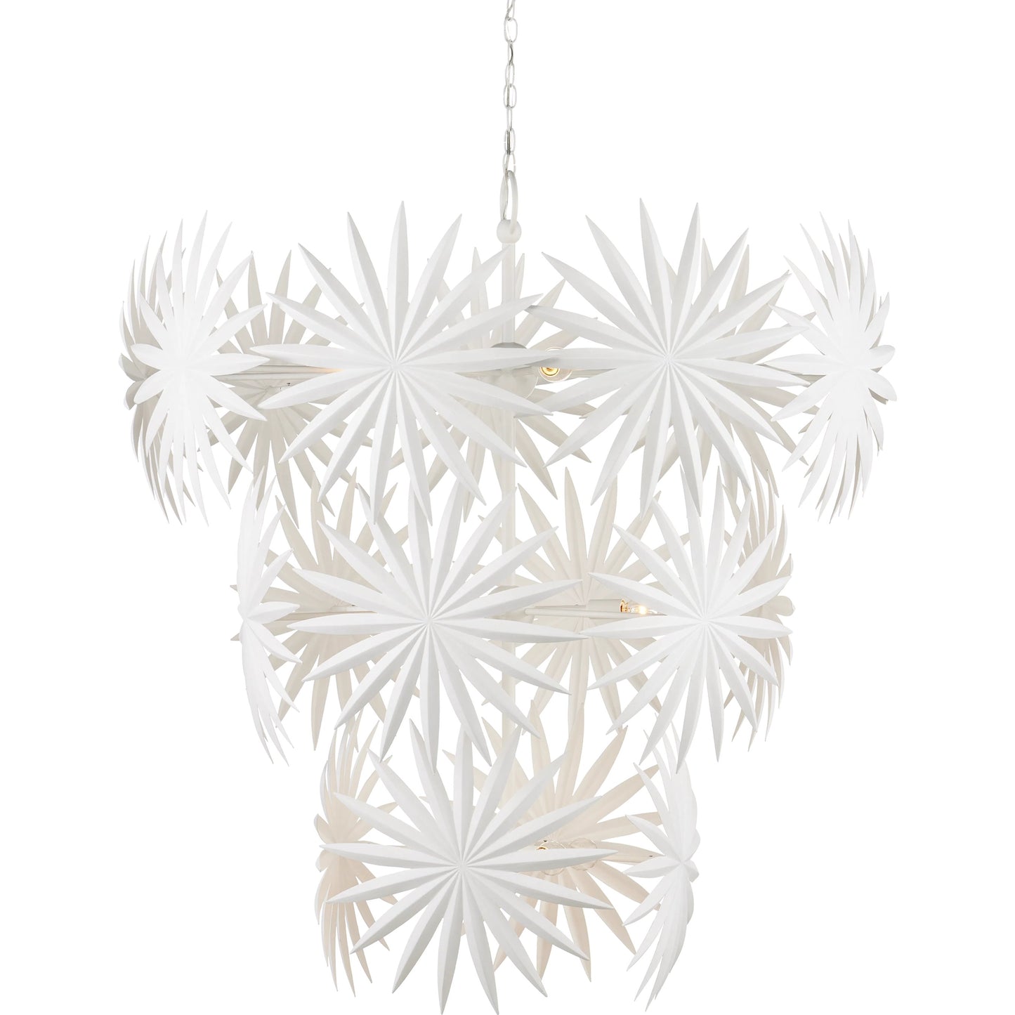 004 SI-2007686 | Additional Silo | Bismarkia Chandelier by Currey and Company in gesso white. Made from wrought iron in a modern style.