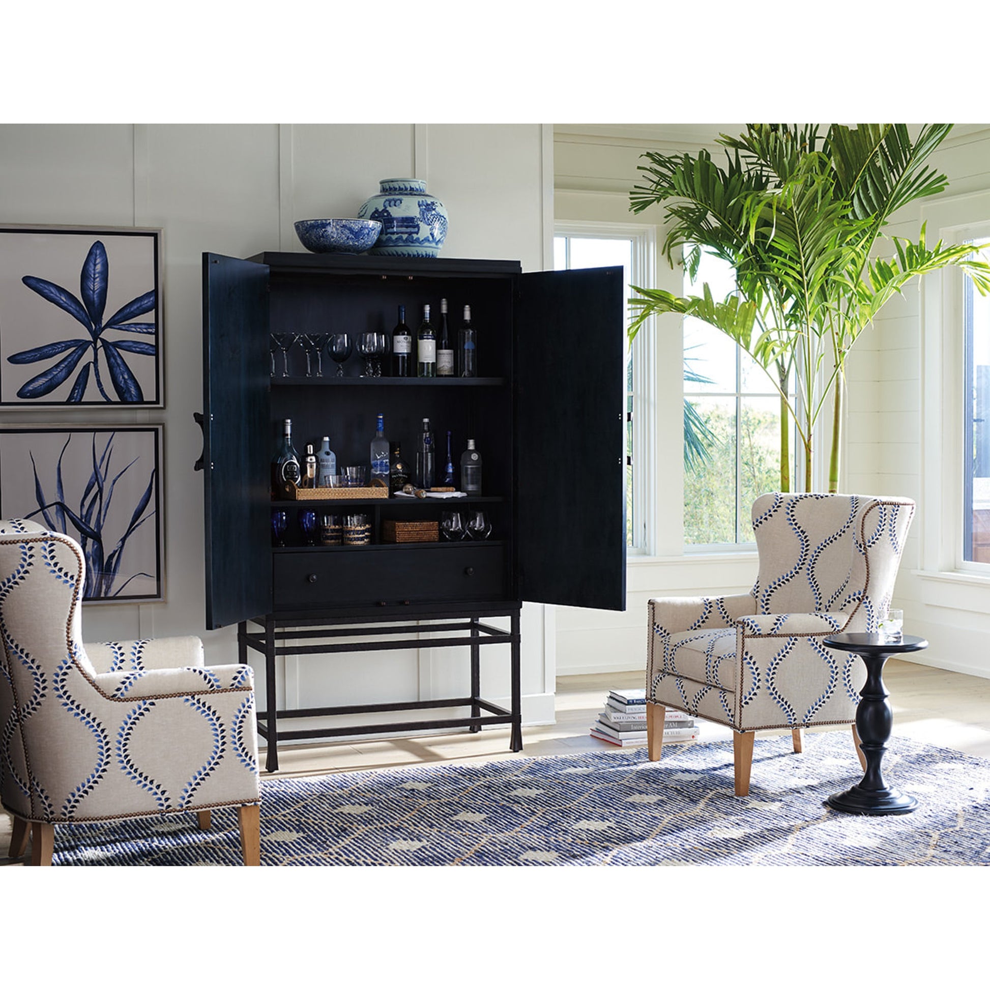 Jade Bar Chest on Stand by Lexington. Made from unique in a coastal style.