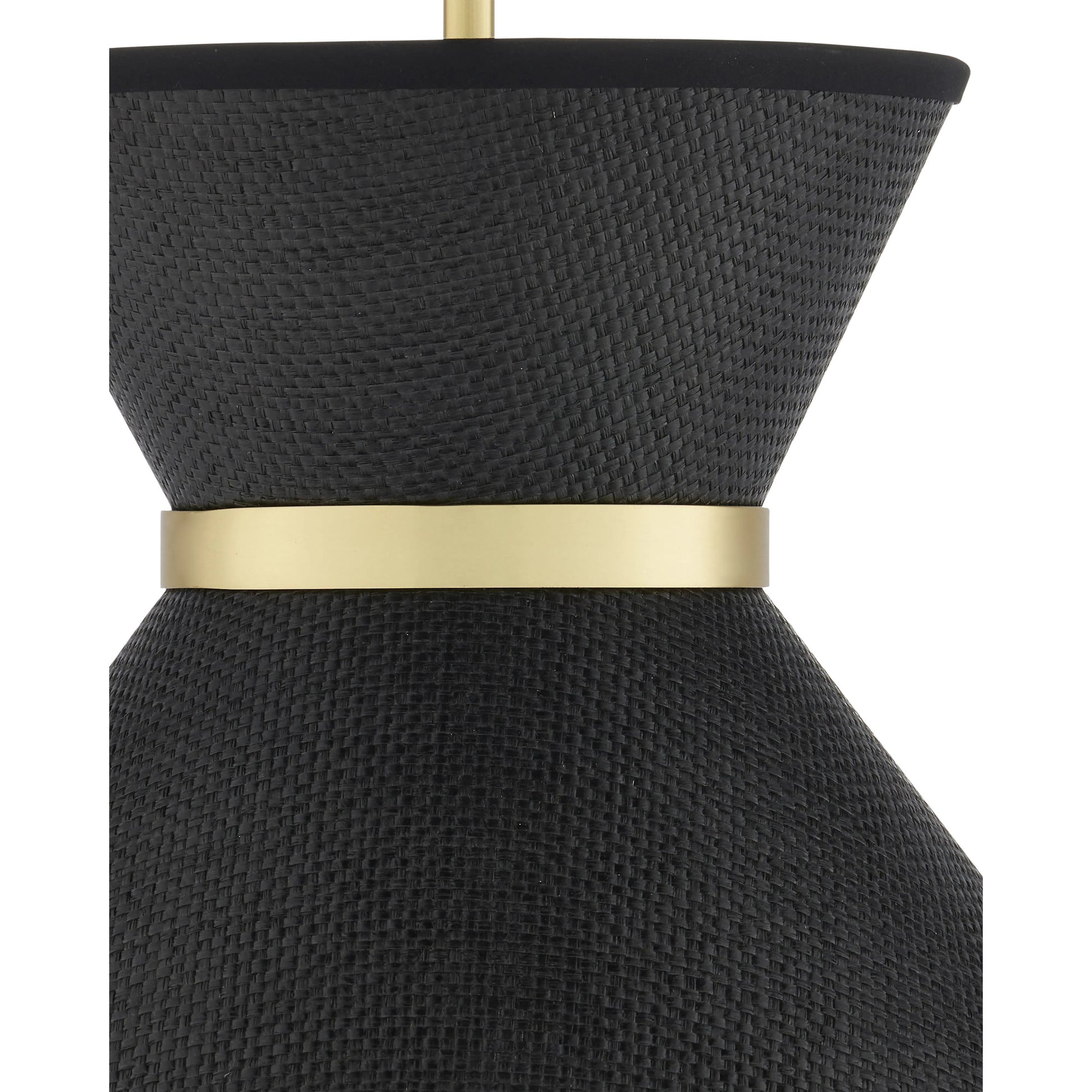 Avignon Pendant by Currey and Company in black, polished brass. Made from metal, paper in a modern style.