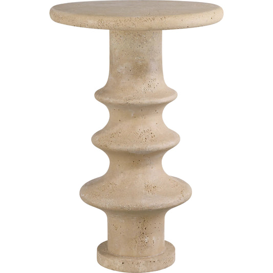 Rollins Accent Table by Currey and Company in beige. Made from composite concrete in a unique style.