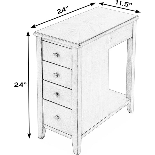 Kelton 4 Drawer Side Table by Butler Specialty Company in beige and antique beige. Made from rubberwood solids, mdf, cherry veneer in a modern style.