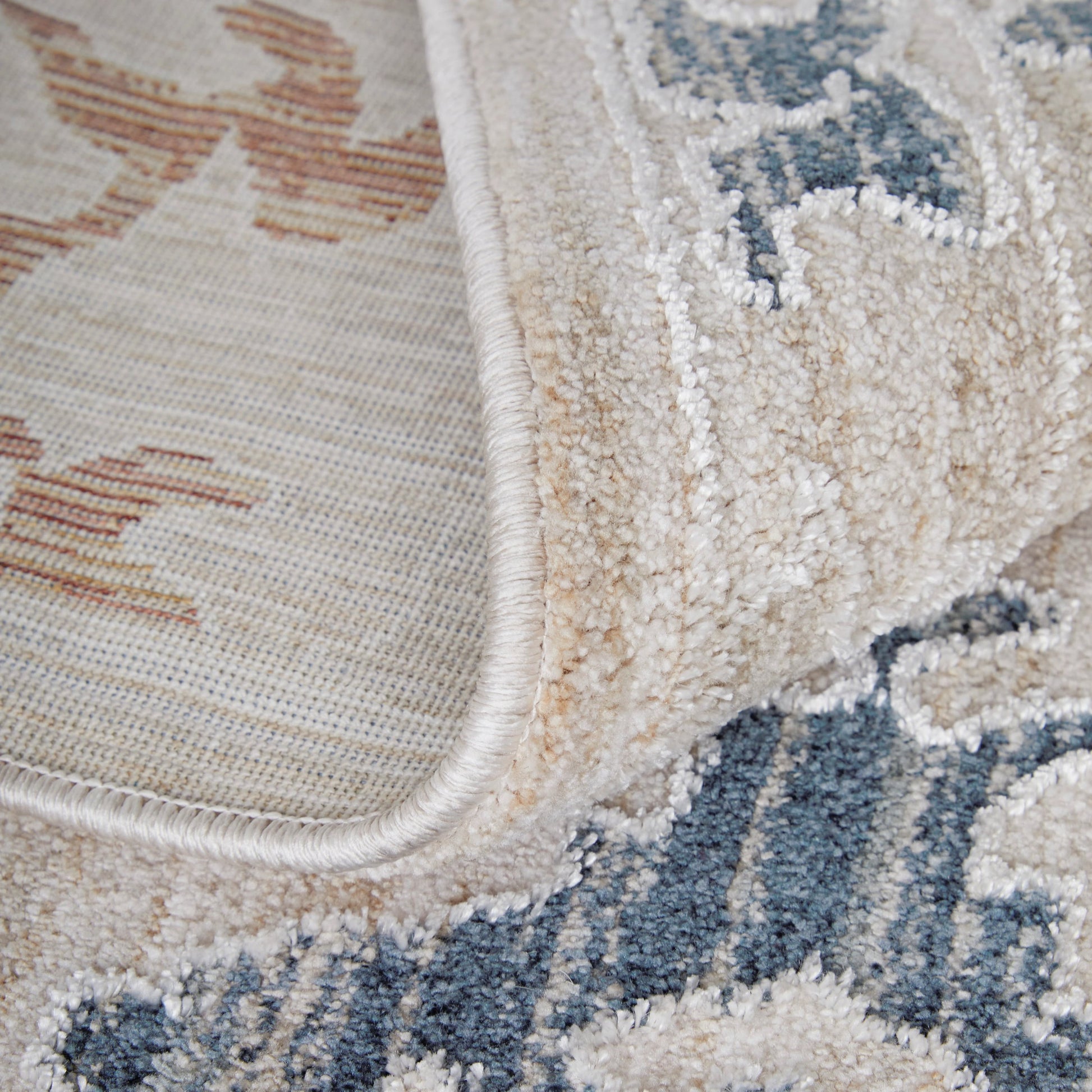 Pasha Transitional & Botanical Rug - 39M8F by Feizy in ivory, blue, gold. Made from polyester in a unique style.