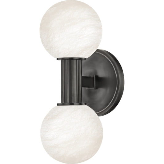Murray Hill 2 Light Wall Sconce by Hudson Valley in distressed bronze. Made from steel in a modern style.