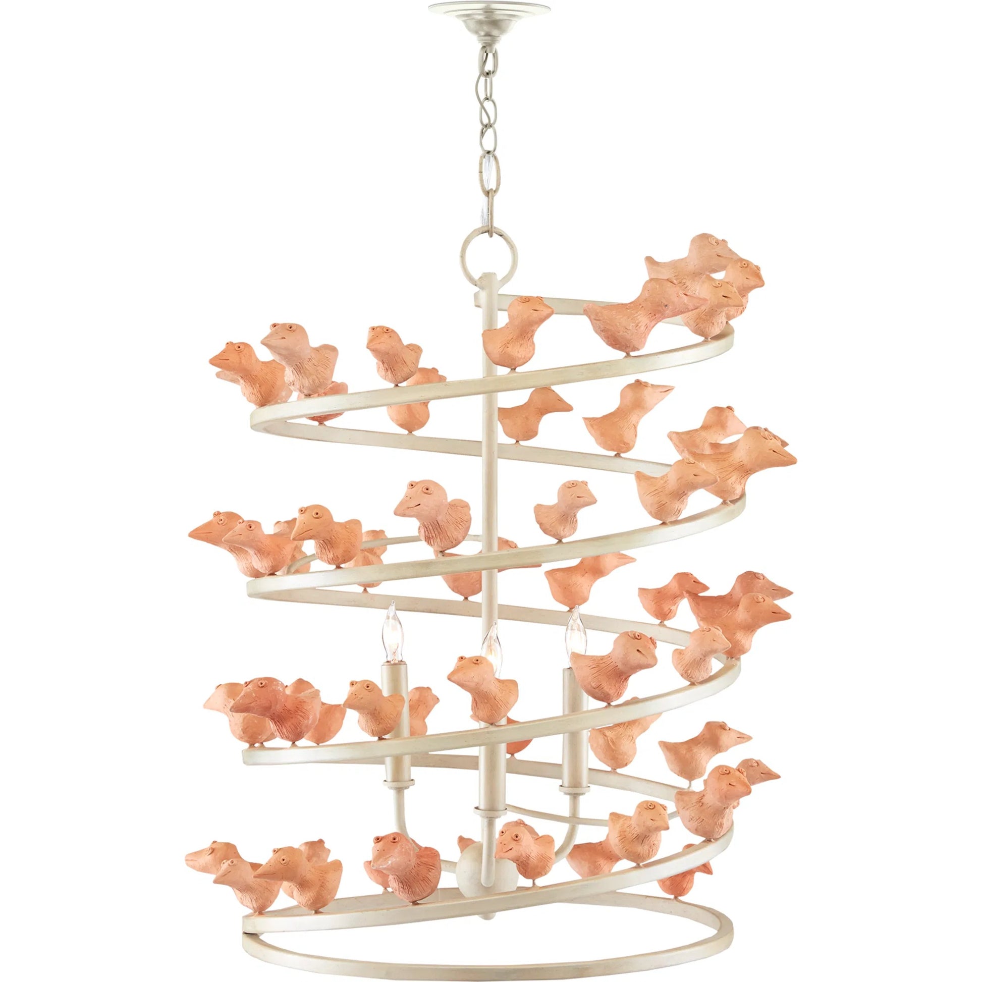 Adarna Chandelier by Currey and Company in flaxen. Made from wrought iron, terracotta in a cottage & farmhouse style.