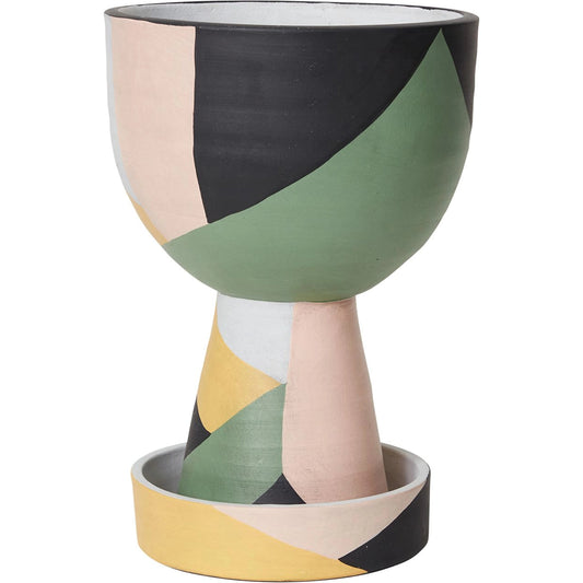 Ayton Pot with Saucer by Accent Decor in multicolor. Made from ceramic in a modern style.