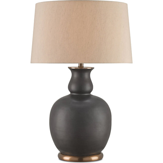 Ultimo Table Lamp by Currey and Company in matte black, antique brass. Made from ceramic, metal in a traditional style.