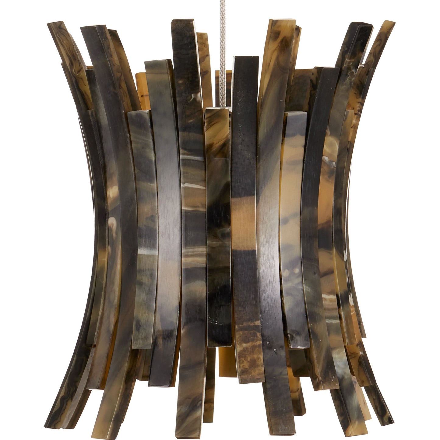 002 SI-1923788 | Closeup | Alsop Rectangular 7-Light Multi-Drop Pendant by Currey and Company in brown, black, silver. Made from composite in a modern style.