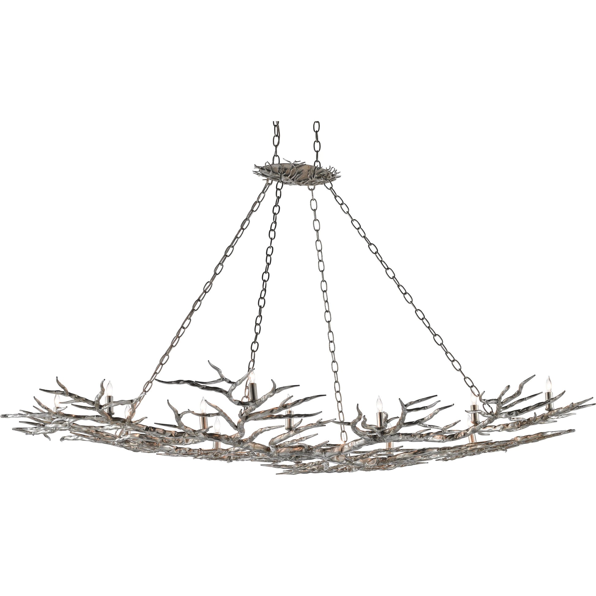 Rainforest Chandelier by Currey and Company in rustic bronze. Made from unique in a rustic style.