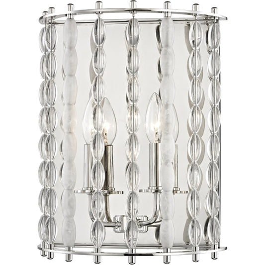 Whitestone Wall Sconce by Hudson Valley in polished nickel. Made from steel in a transitional style.