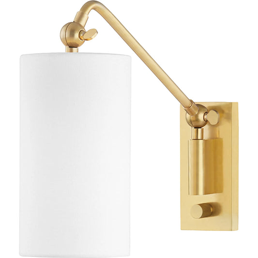 Wayne 1 Light Wall Sconce by Hudson Valley in aged brass. Made from steel in a modern style.
