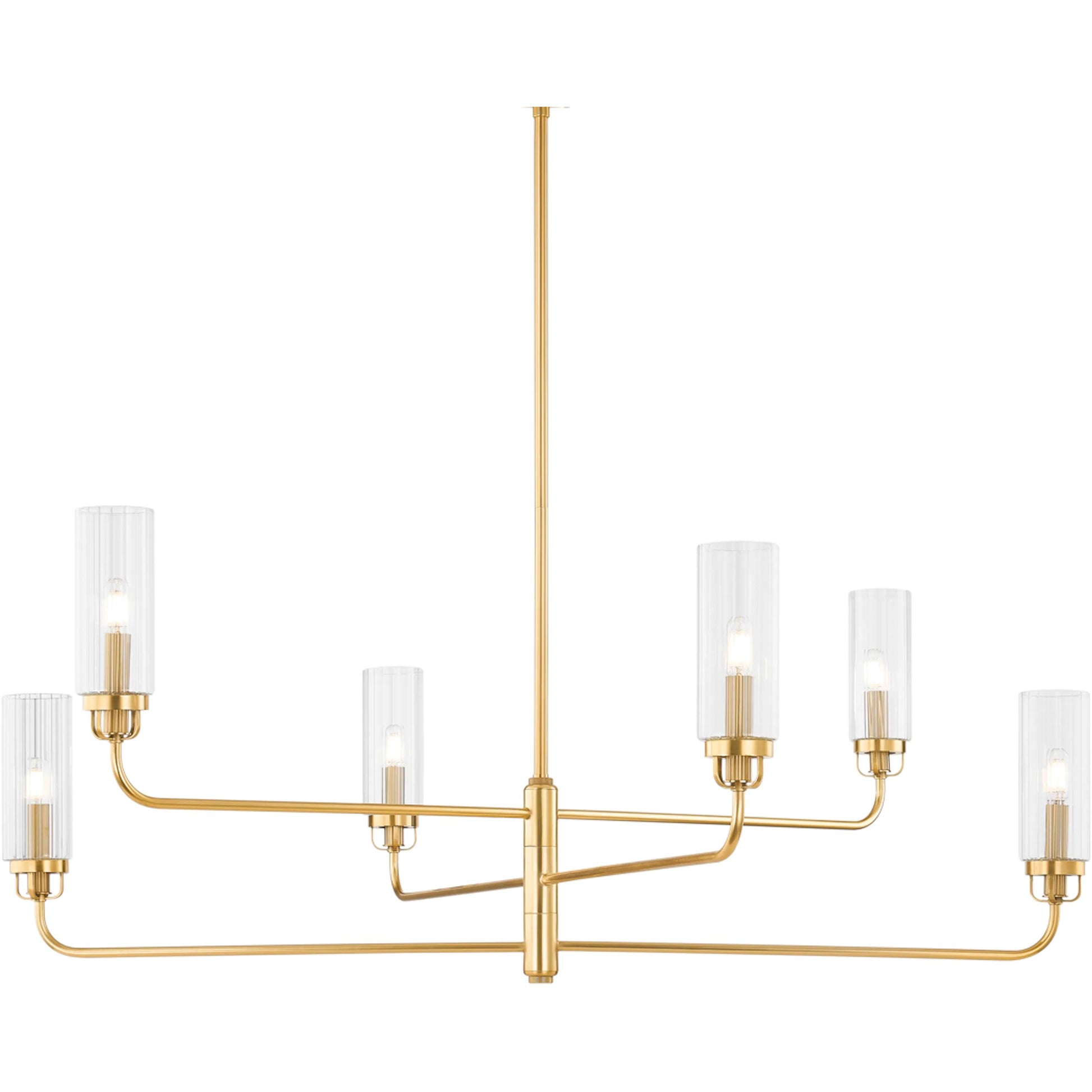 Halifax Chandelier by Hudson Valley in aged brass. Made from steel in a modern style.
