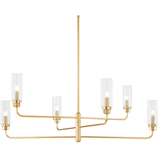 Halifax Chandelier by Hudson Valley in aged brass. Made from steel in a unique style.