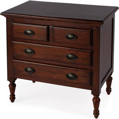 Easterbrook 4 Drawer Chest by Butler Specialty Company in dark brown and cherry. Made from mahogany wood: 50%, mdf: 25%, mahogany veneer: 20%, bronze: 5% in a traditional style.
