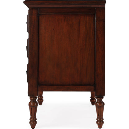 Easterbrook 4 Drawer Chest by Butler Specialty Company in dark brown and cherry. Made from mahogany wood: 50%, mdf: 25%, mahogany veneer: 20%, bronze: 5% in a traditional style.