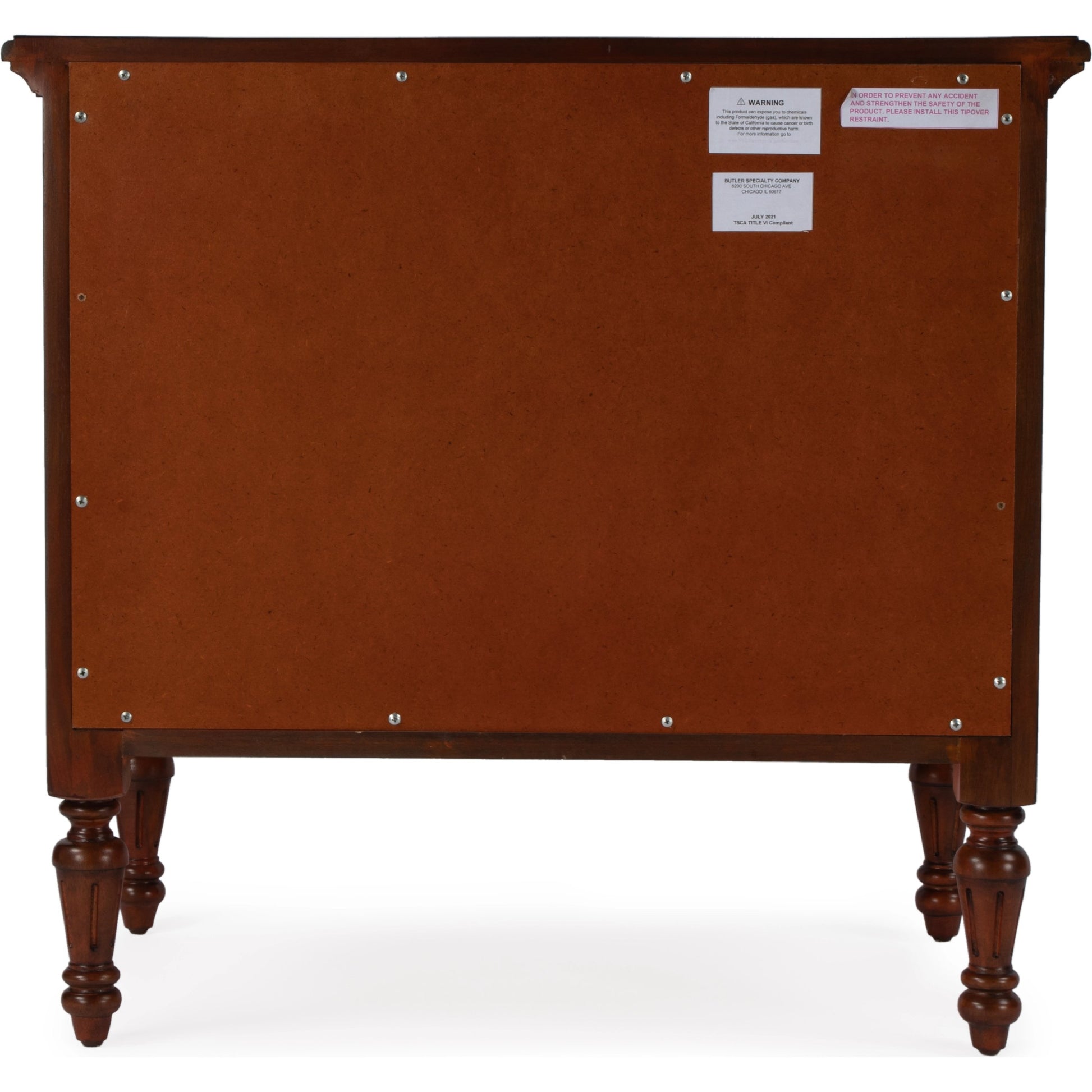 Easterbrook 4 Drawer Chest by Butler Specialty Company in dark brown and cherry. Made from mahogany wood: 50%, mdf: 25%, mahogany veneer: 20%, bronze: 5% in a traditional style.